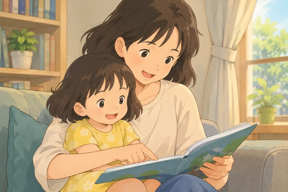 A parent and child reading together