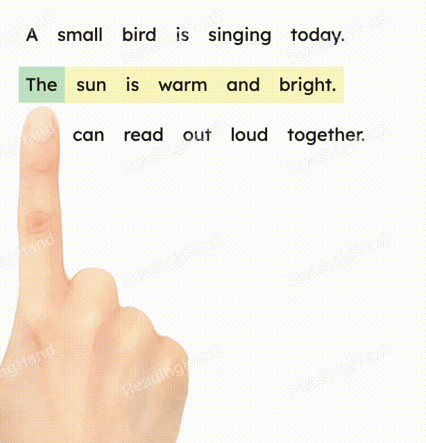 Reading with ReadingHand — the guiding hand follows each word